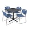 Kobe Kobe Square Table & Chair Set, Wood, Metal, Polypropylene Top TKB4242GY44BE - alternate 1